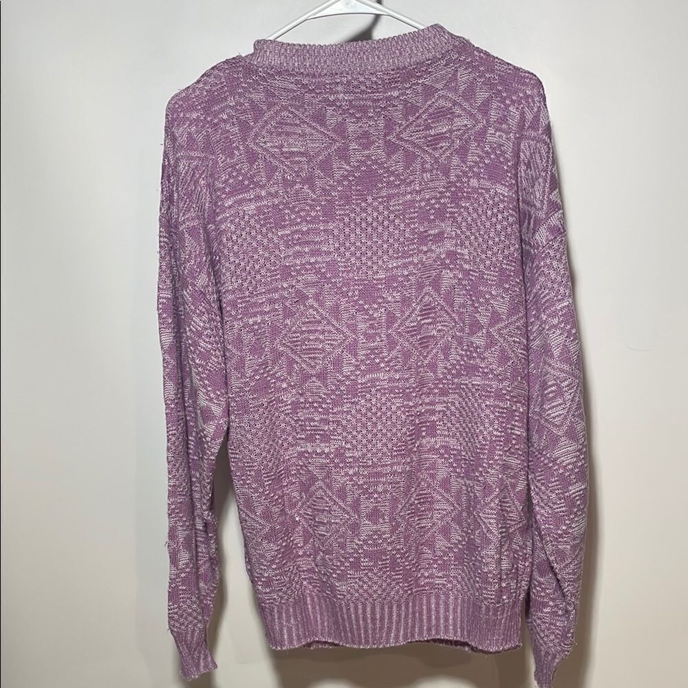 Purple Geometric Pattern Men's Sweater - Picture 5 of 9